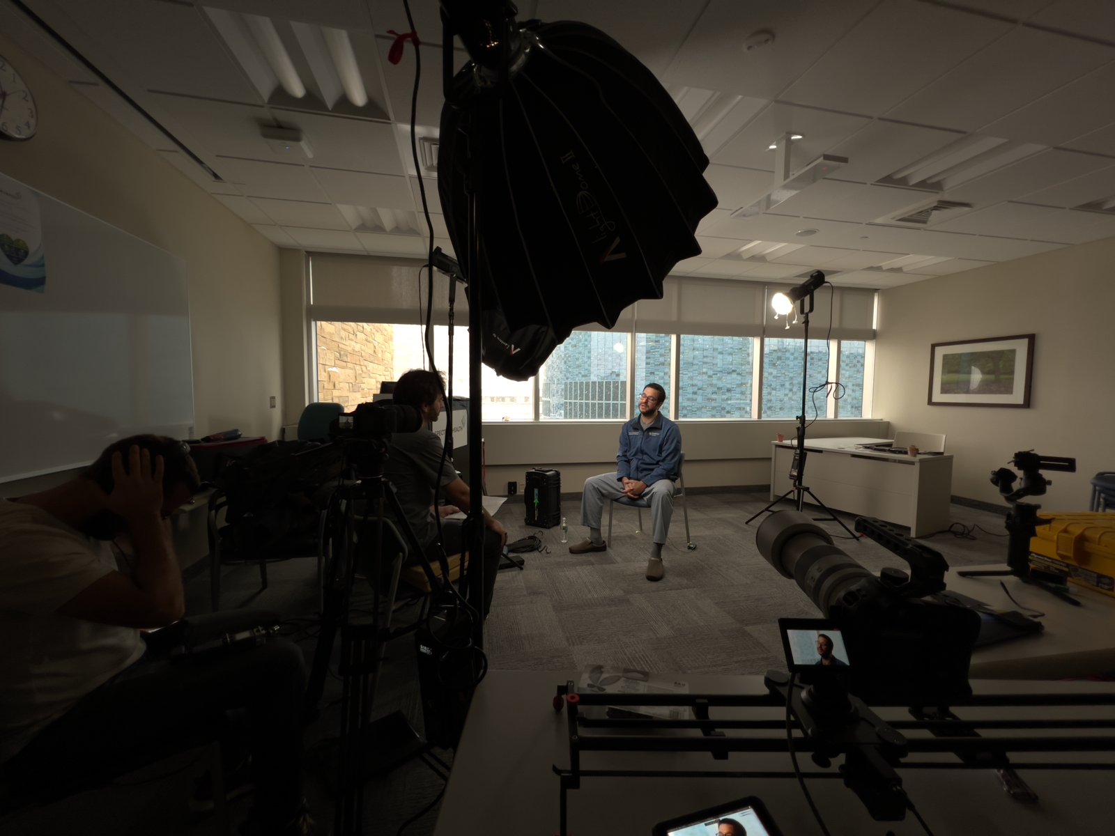 Cinematic still captured on set